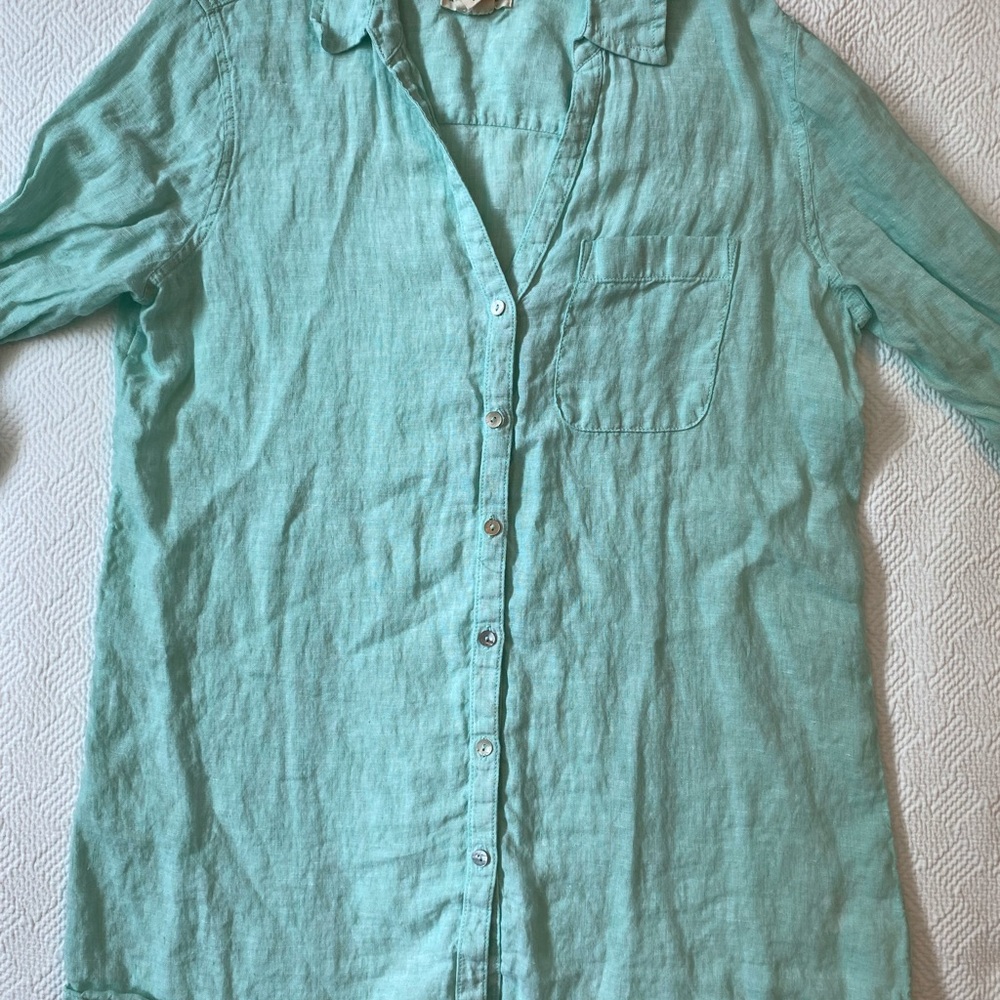 Christian Siriano Light Green Linen Shirt